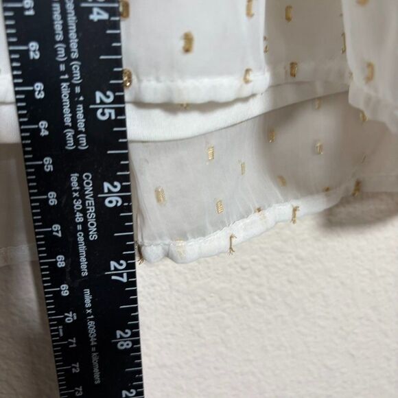 Old Navy Blouse Women's XL Metallic V-Neck Sheer Mesh Lined Swiss Dot Top - Picture 5 of 8